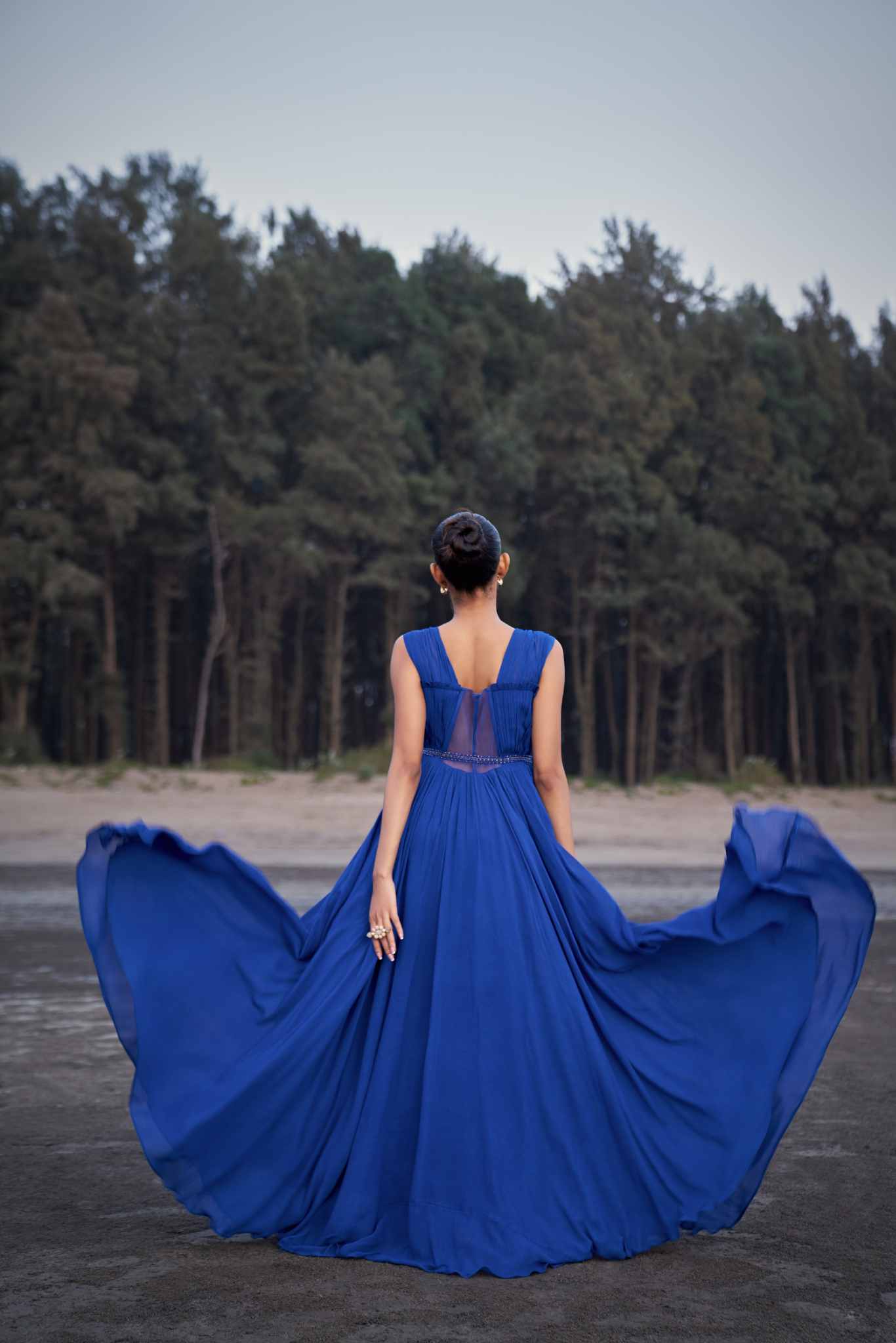 Royal Sapphire Draped Gown