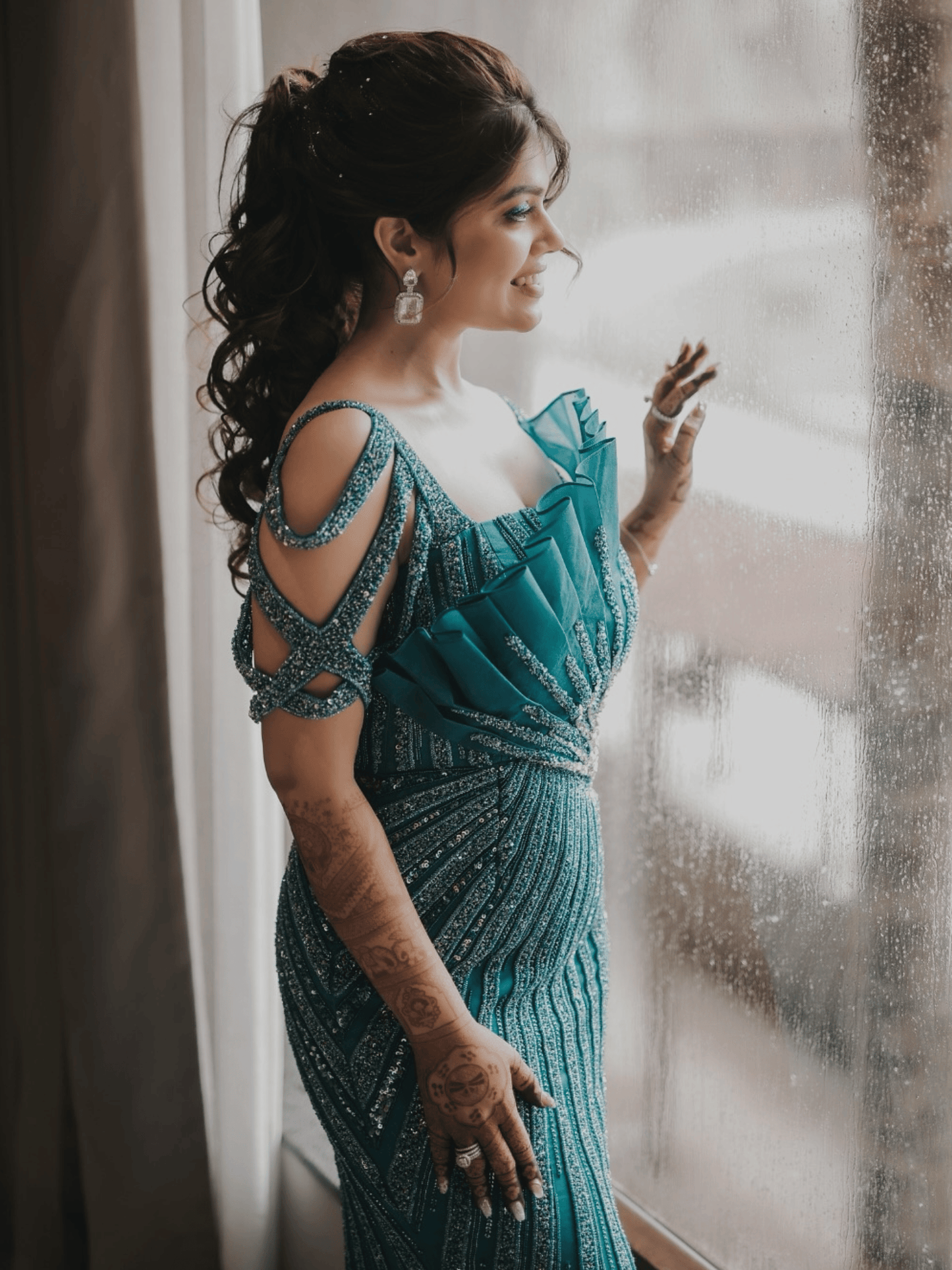 Emerald Radiance Embellished Gown