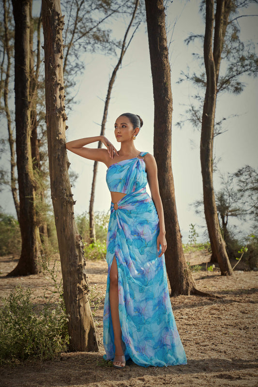 Azure Mist Draped Co-Ord Set