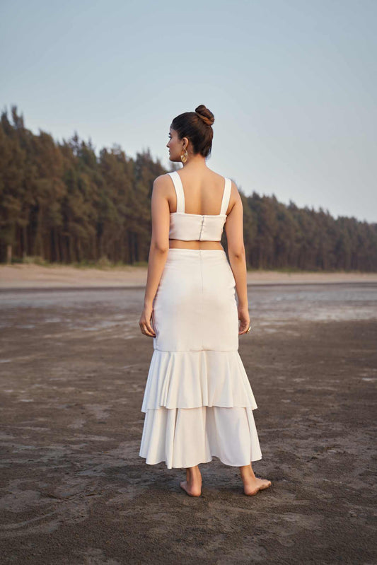 Ivory Bloom Ruffle Co-Ord Set