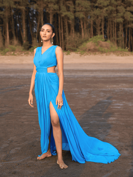 Azure Breeze Cut-Out Maxi Dress