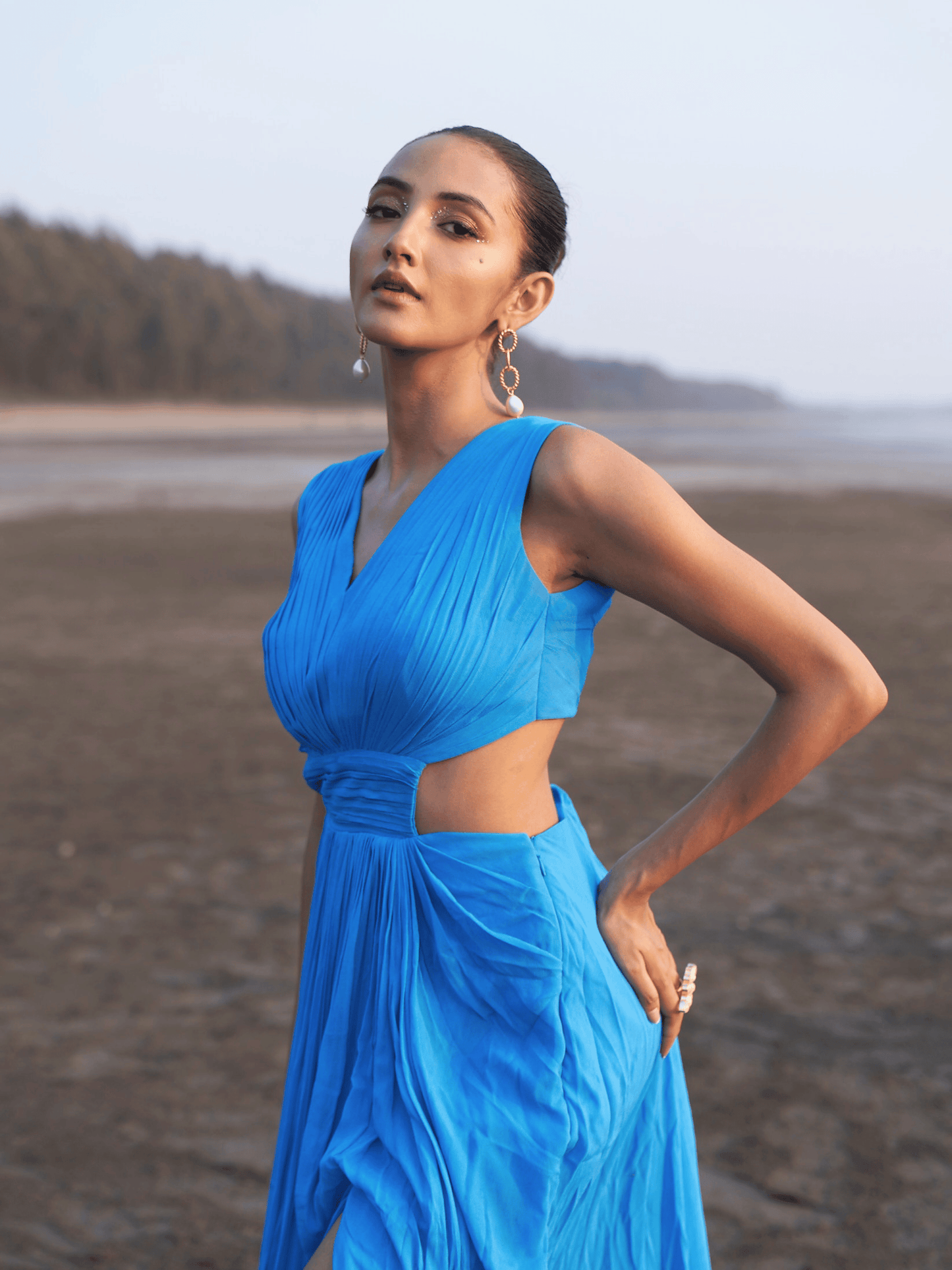 Azure Breeze Cut-Out Maxi Dress