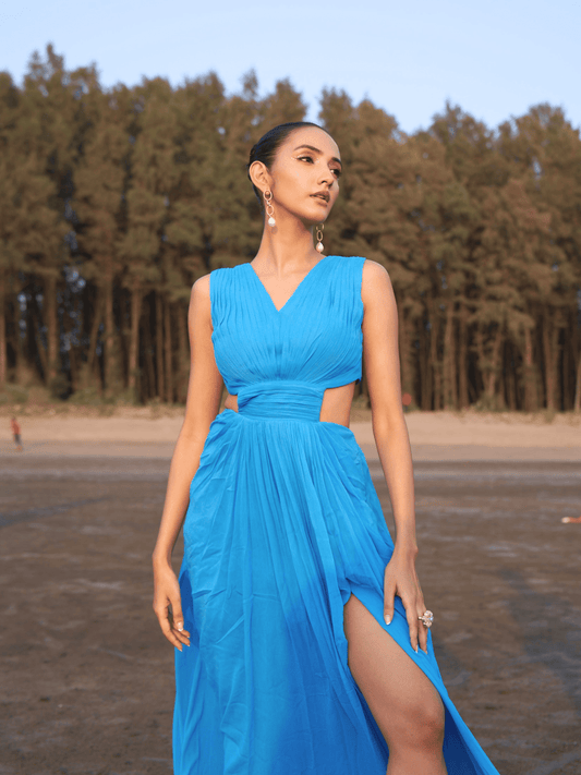 Azure Breeze Cut-Out Maxi Dress
