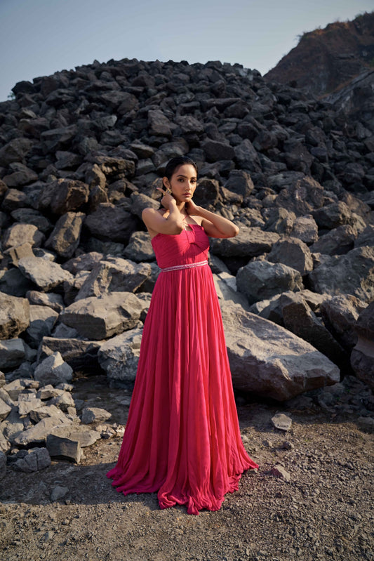 Crimson Elegance Maxi Dress
