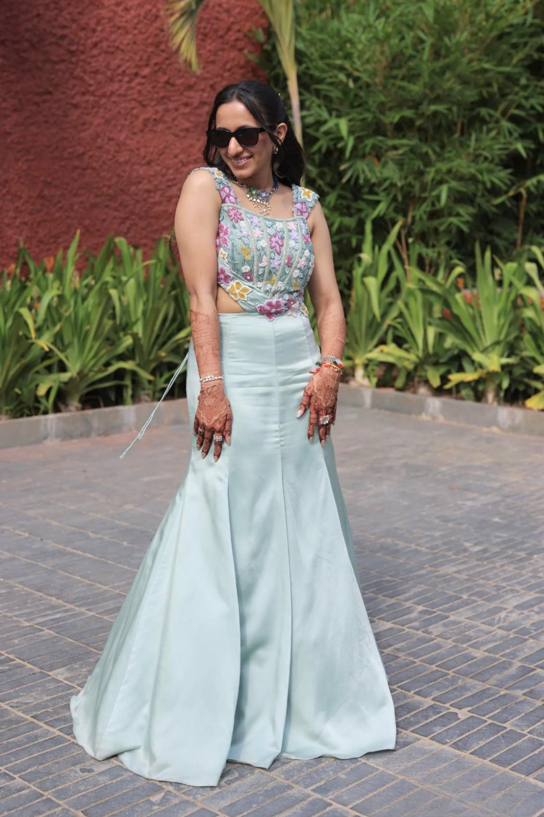 Mint Blossom Embroidered Gown