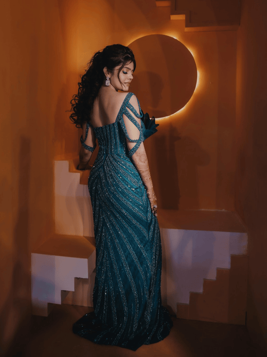 Emerald Radiance Embellished Gown