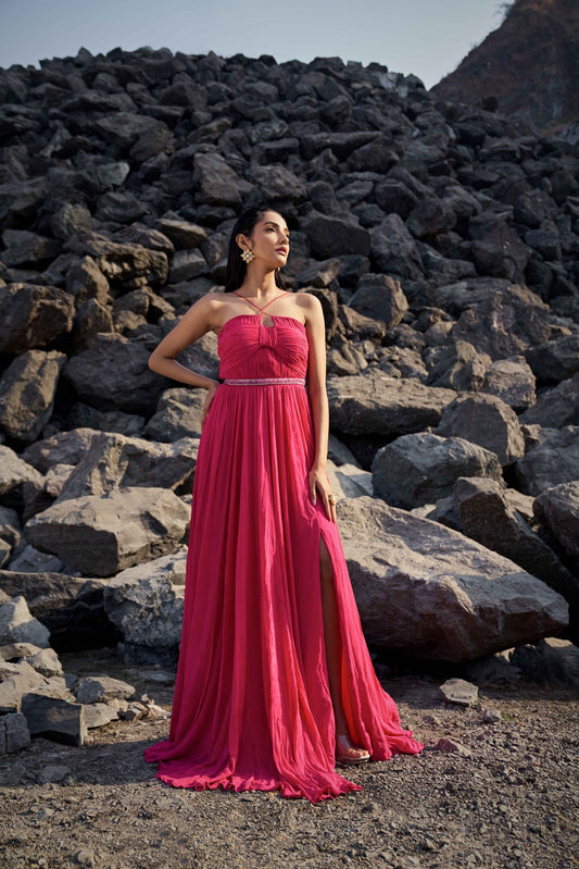 Crimson Elegance Maxi Dress