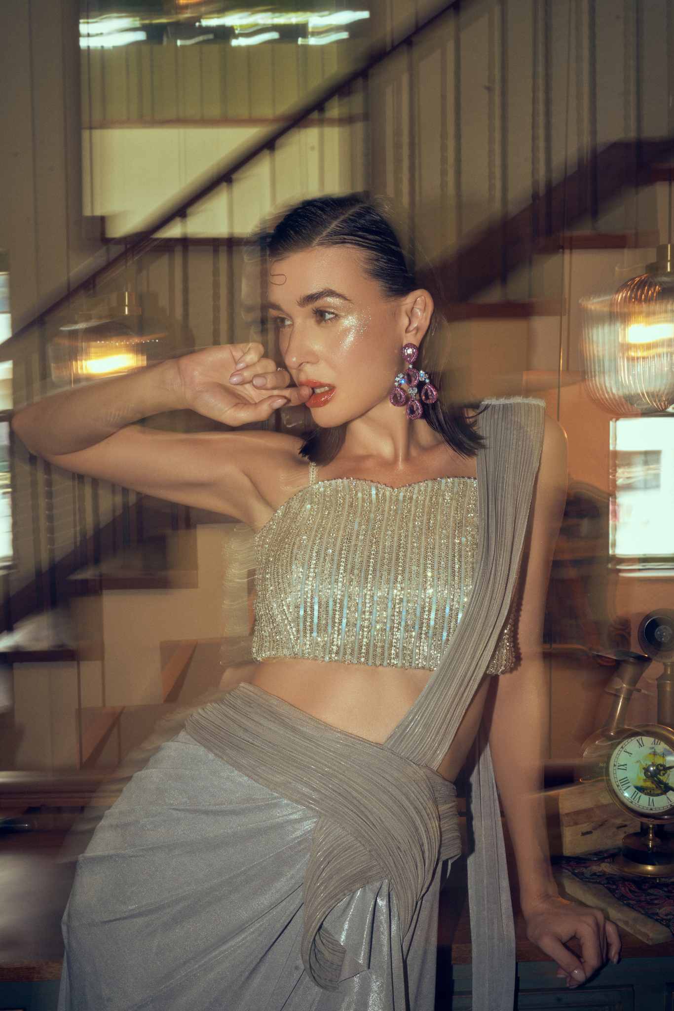 Misty Silver Draped Saree