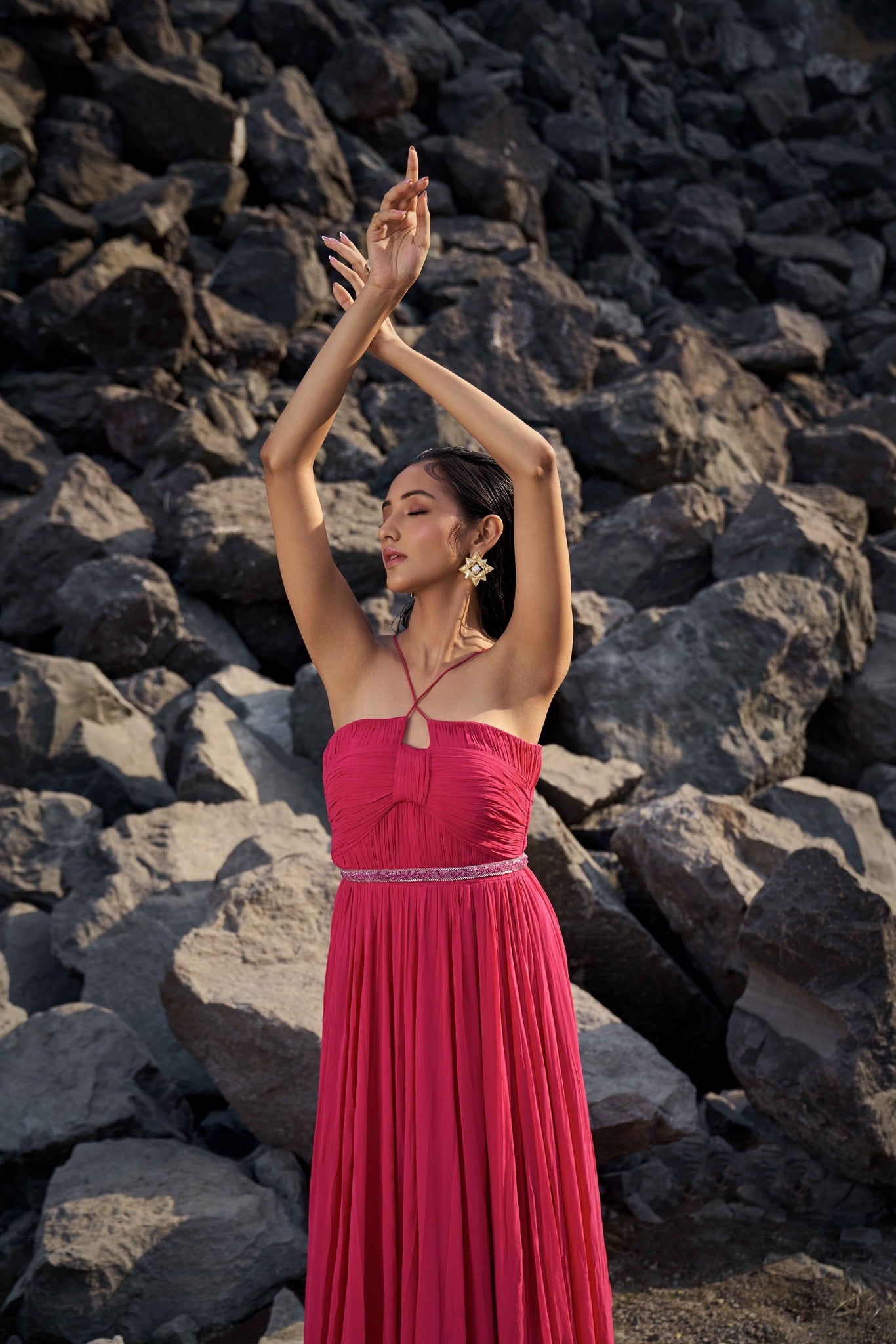 Crimson Elegance Maxi Dress