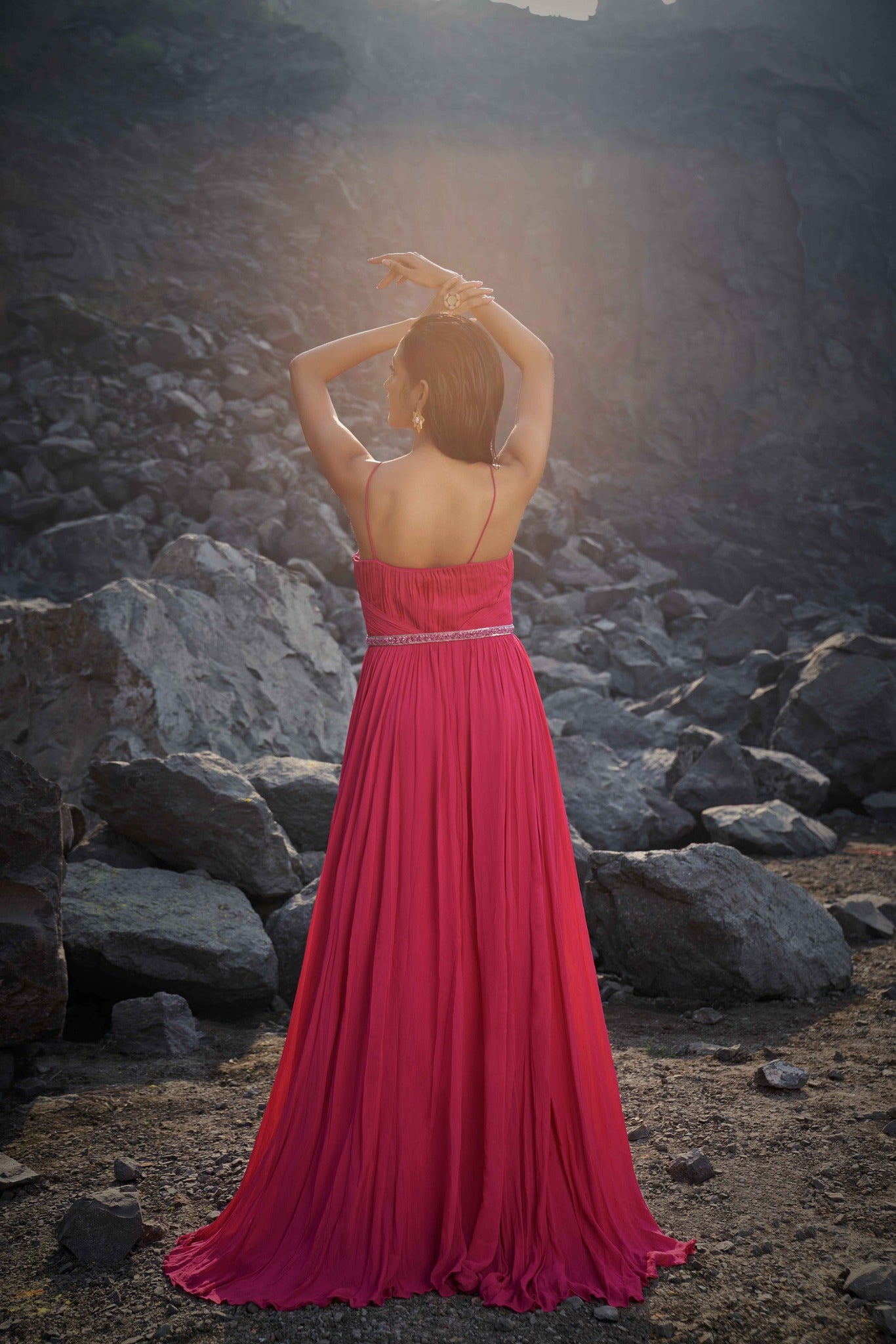 Crimson Elegance Maxi Dress