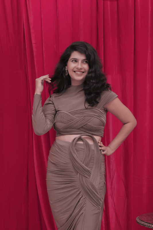 Mocha Drape Knot Dress