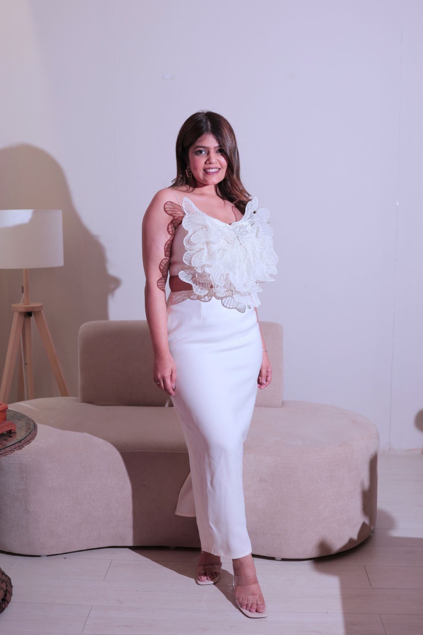 Ivory Bloom Ruffle Dress